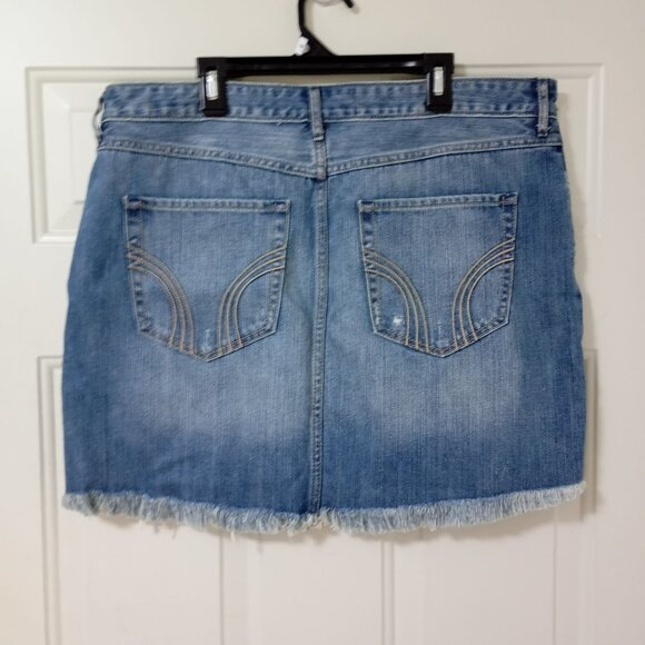 Hollister 5 Pockets Skirt Womens Y2K Distressed Denim Mini Size 15 - Picture 5 of 7